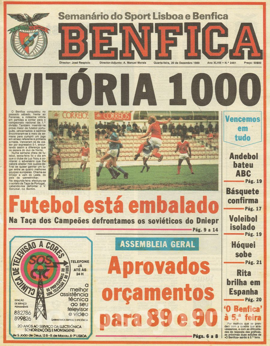 jornal o benfica 2461 1989-12-20